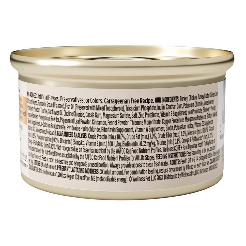 Wellness Core+ Digestive Health Pate Turkey Pate Grain-Free Canned Cat Food 85g