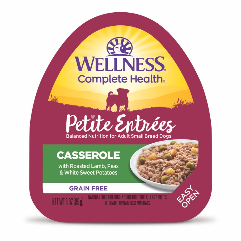 Wellness Petite Entrees Casserole Roasted Lamb Grain-Free Tray Dog Food 85g