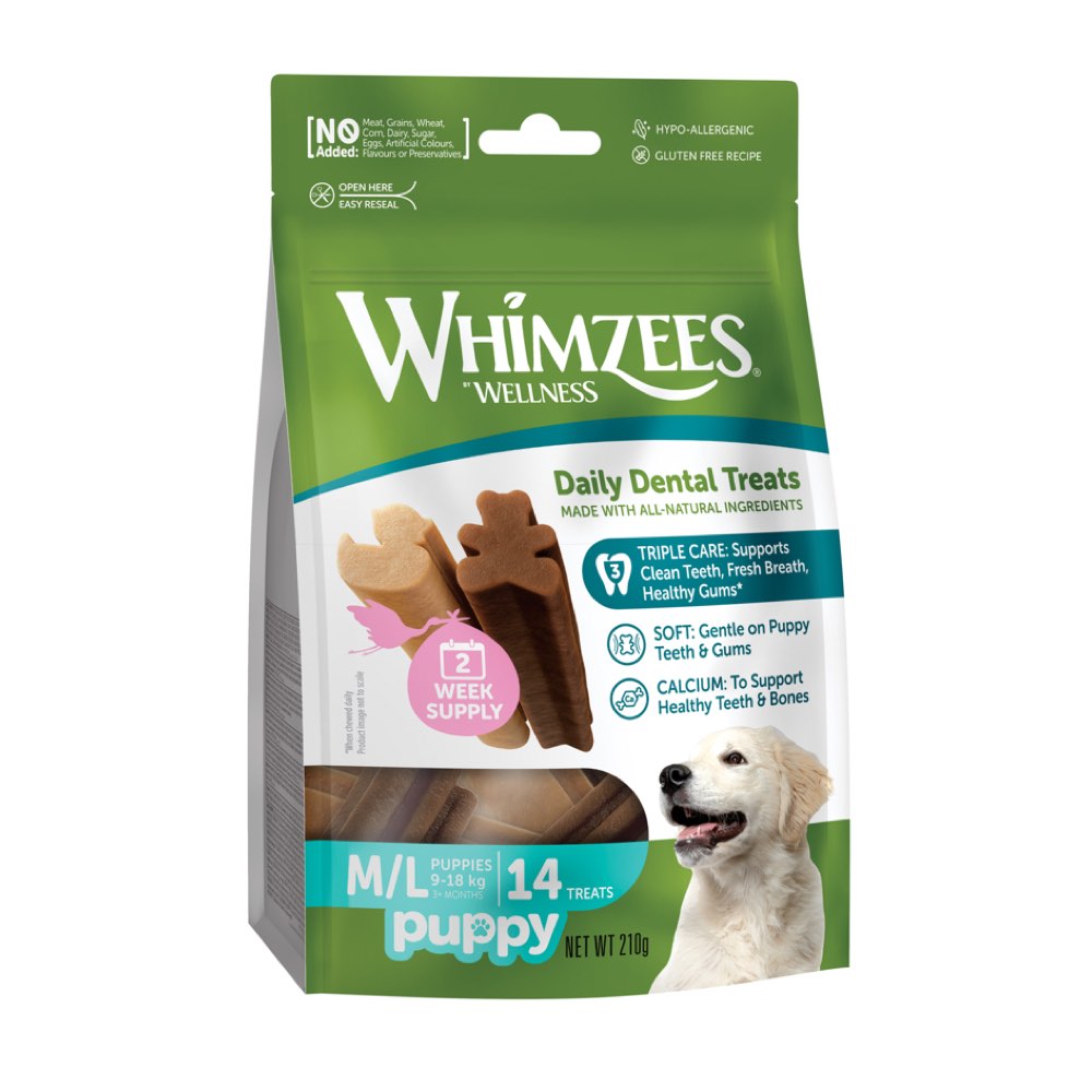 Whimzees Puppy Grain-Free Dental Dog Treats (M/L) 14pc