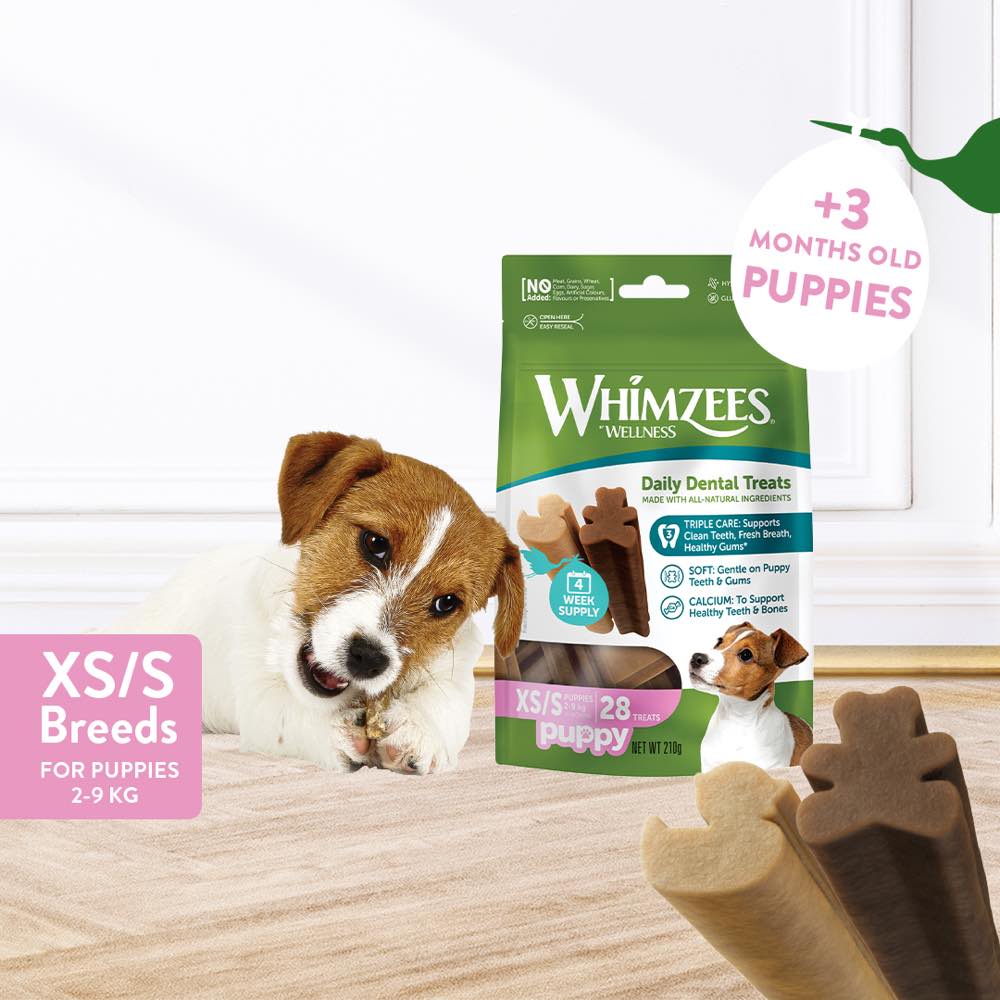 Whimzees Puppy Grain-Free Dental Dog Treats (XS/S) 28pc