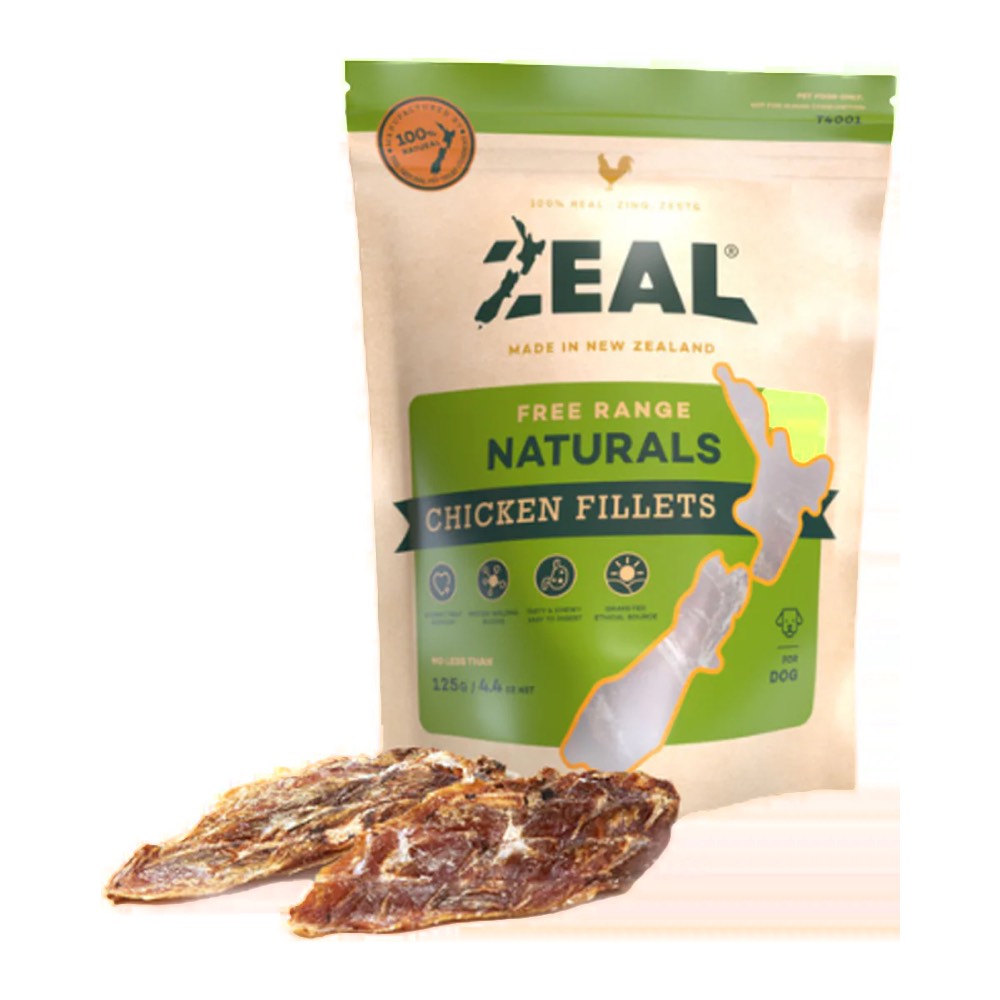 Zeal Free Range Naturals Chicken Fillets Cat & Dog Treats 125g