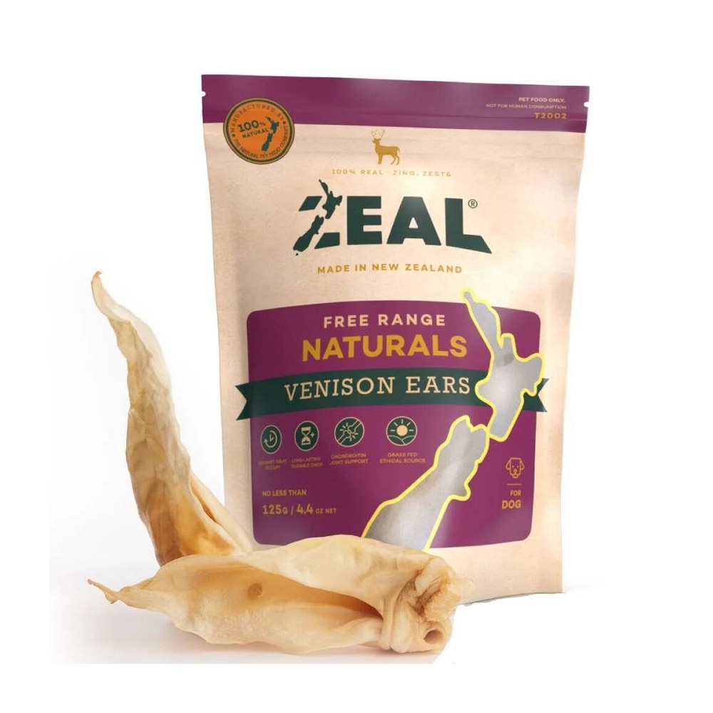 Zeal Free Range Naturals Venison Ears Dog Treats 125g