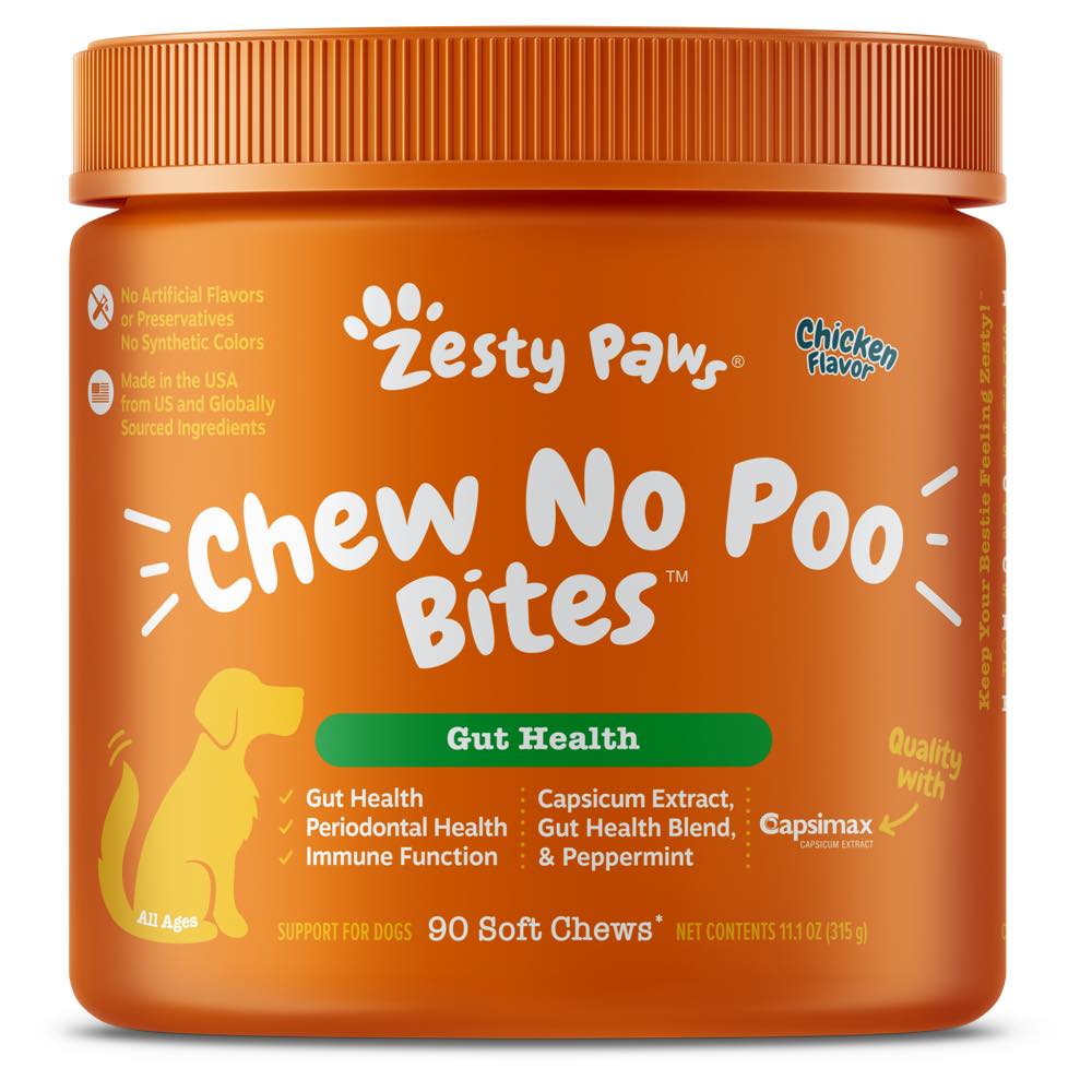 Zesty Paws Chew No Poo Bites Chicken Flavor Dog Supplement Chews 90ct