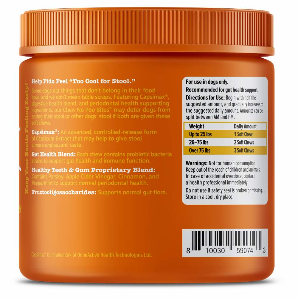 Zesty Paws Chew No Poo Bites Chicken Flavor Dog Supplement Chews 90ct