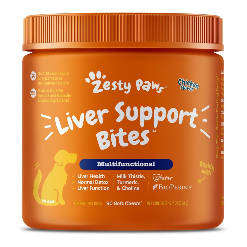 Zesty Paws Liver Support Bites Chicken Flavor Dog Supplement Chews 90ct
