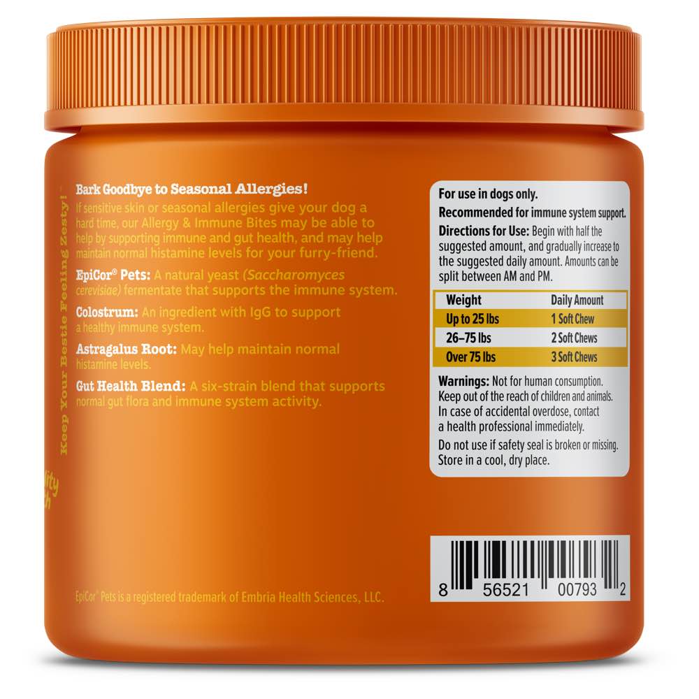 Zesty Paws Aller-Immune Bites Peanut Butter Flavor Dog Supplement Chews 90ct