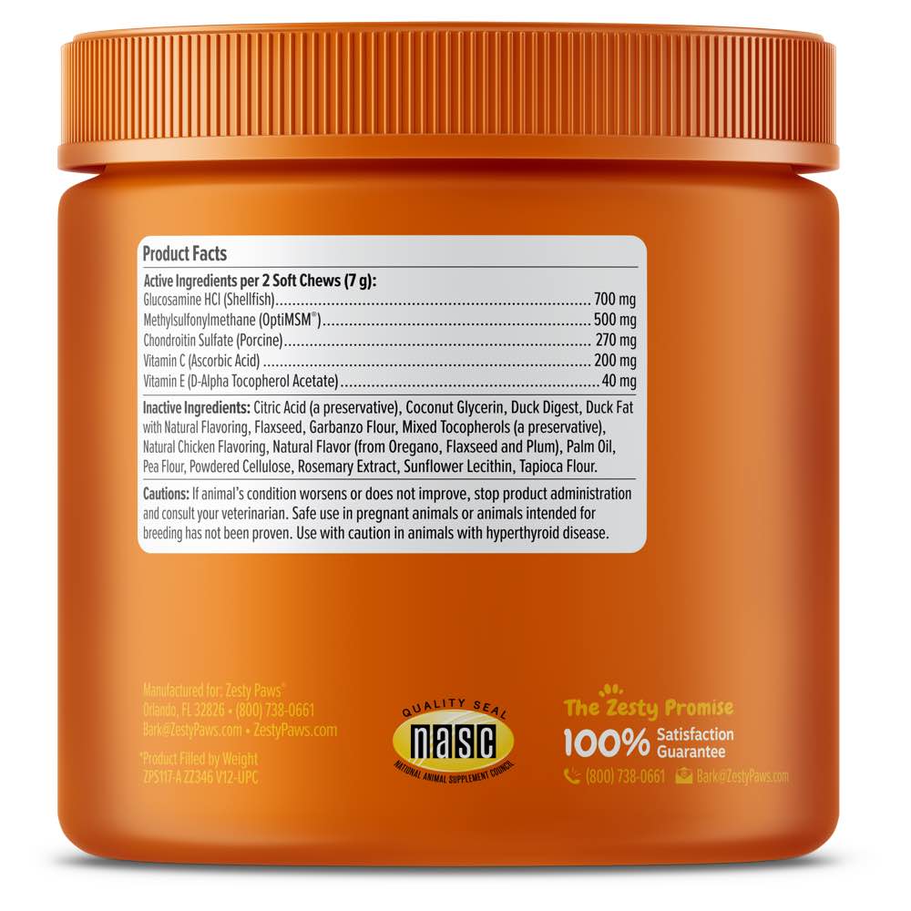 Zesty Paws Hip & Joint Mobility Bites Duck Flavor Dog Supplement Chews 90ct - Kohepets