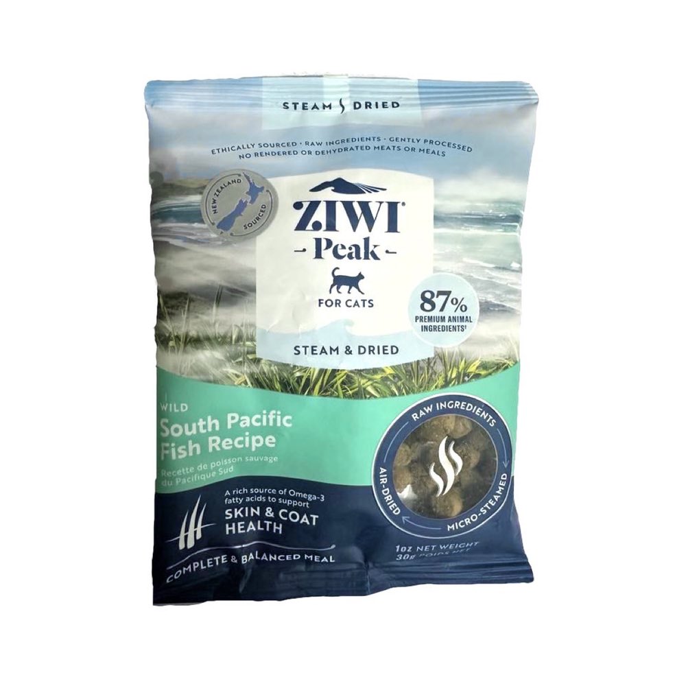 FREE SAMPLE (1 per order): Ziwi Peak Wild South Pacific Fish Recipe Steam & Dried Cat Food 30g