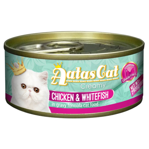 Aatas Cat Creamy Chicken & Whitefish In Gravy Canned Cat Food 80g