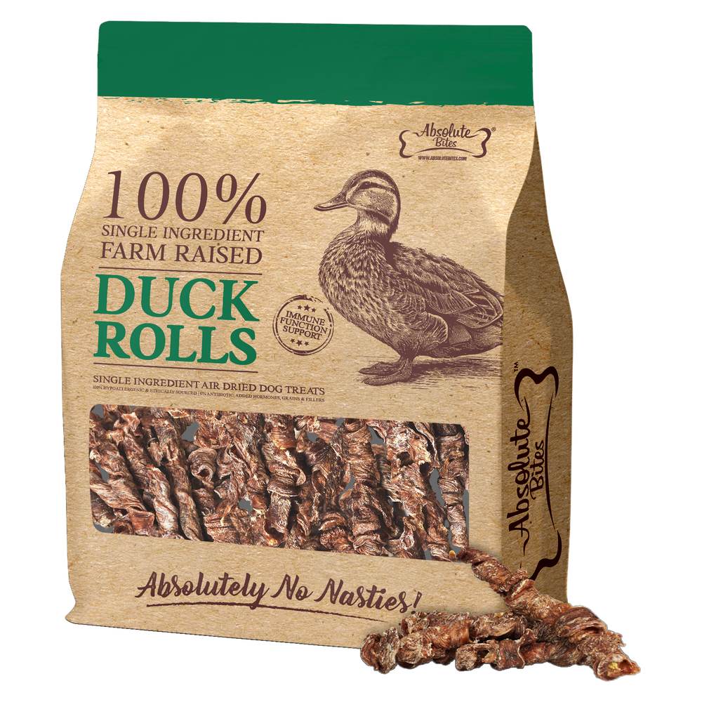 35% OFF: Absolute Bites Air Dried Duck Rolls Dog Treats 300g