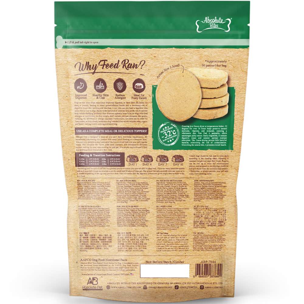 37% OFF: Absolute Bites Duck Freeze-Dried Raw Patties Dog Food 14oz