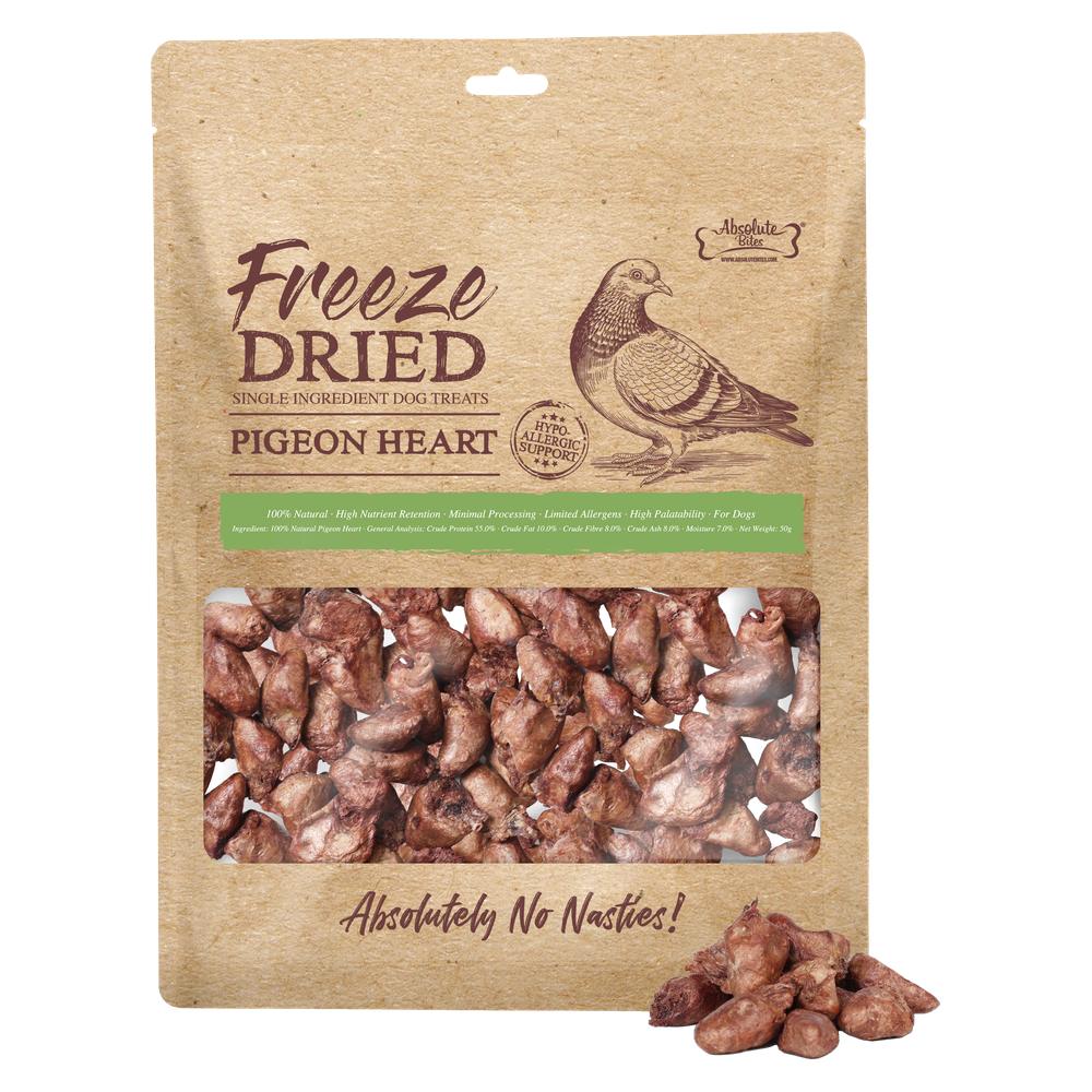 33% OFF: Absolute Bites Freeze Dried Pigeon Heart Dog Treats 50g