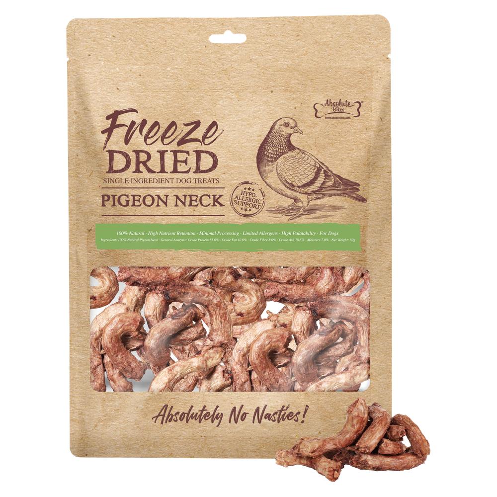 33% OFF: Absolute Bites Freeze Dried Pigeon Neck Dog Treats 50g