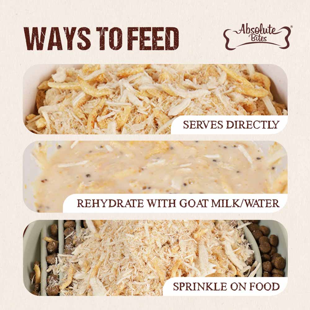 Absolute Bites Egg Yolk with Chicken Freeze Dried Wild Flakes Toppers for Cats & Dogs 100g
