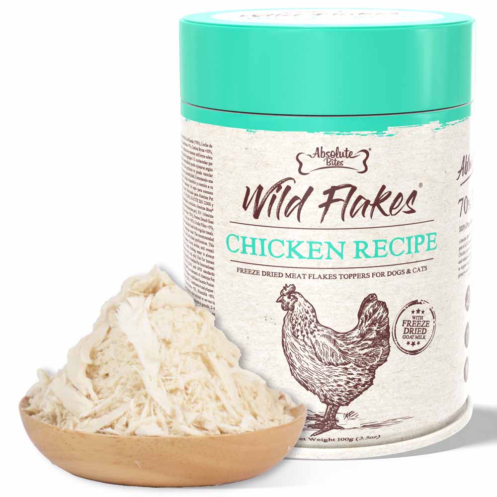 Absolute Bites Chicken with Goat Milk Freeze Dried Wild Flakes Toppers for Cats & Dogs 100g