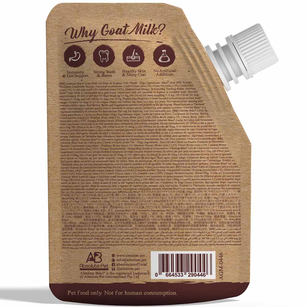Absolute Bites Lactose Free Goat Milk for Dogs & Puppies 150ml