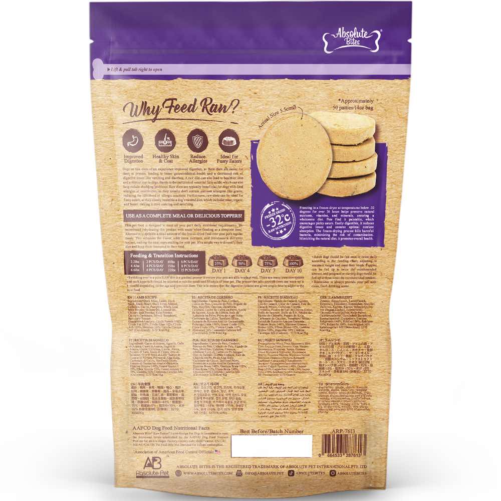 37% OFF: Absolute Bites Lamb Freeze-Dried Raw Patties Dog Food 14oz