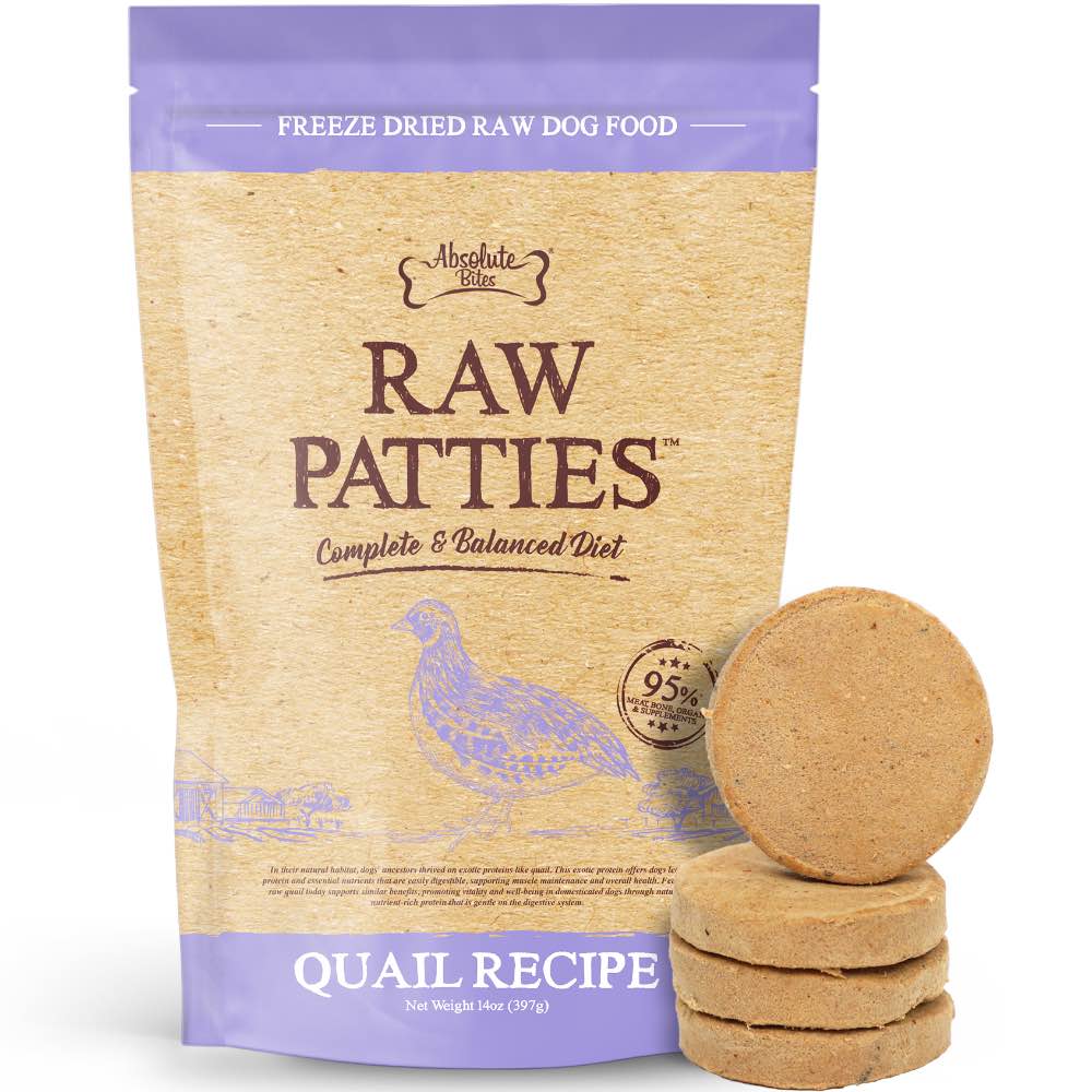 37% OFF: Absolute Bites Quail Freeze-Dried Raw Patties Dog Food 14oz