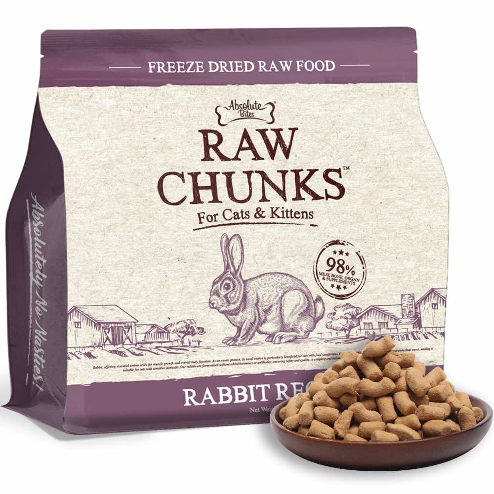 Absolute Bites Raw Chunks Rabbit Freeze Dried Cat Food | Kohepets