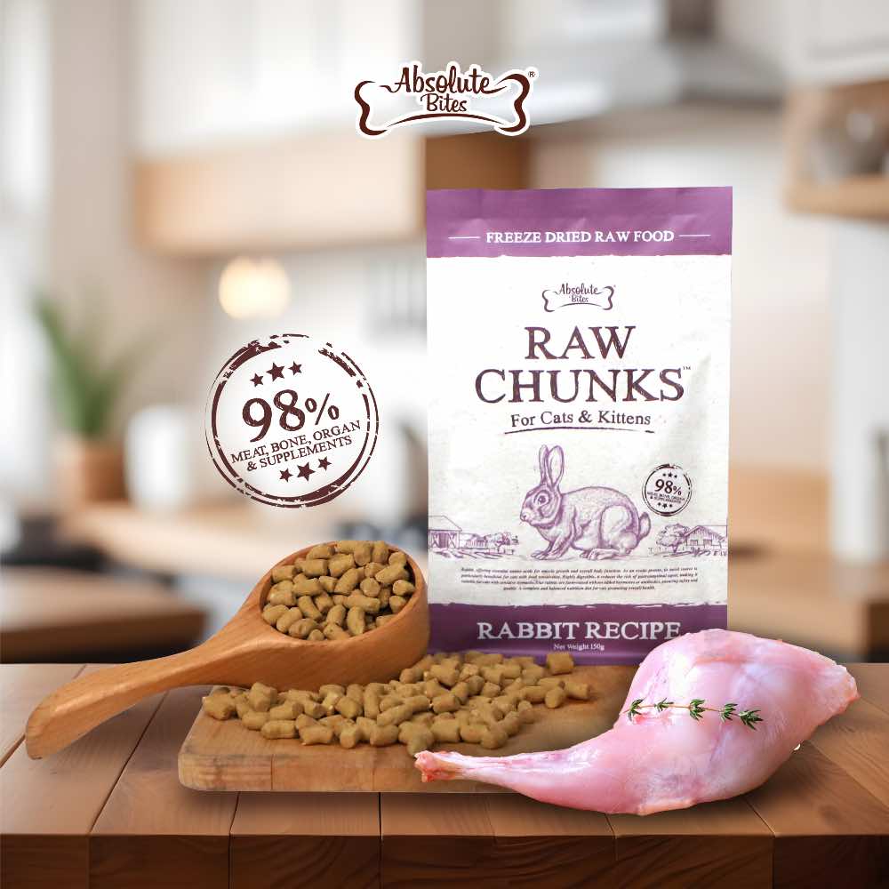 Absolute Bites Raw Chunks Rabbit Freeze Dried Cat Food | Kohepets