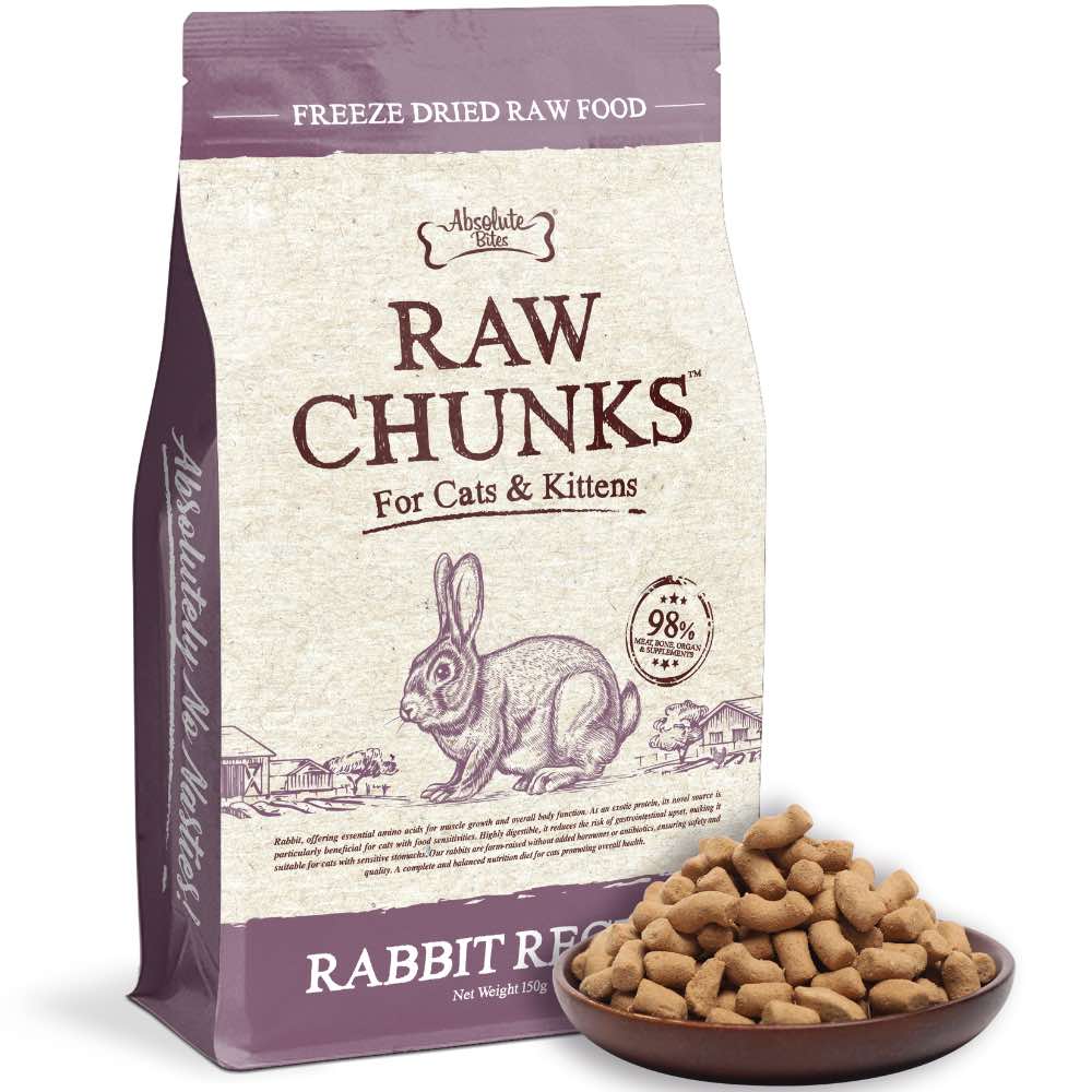 Absolute Bites Raw Chunks Rabbit Freeze Dried Cat Food | Kohepets