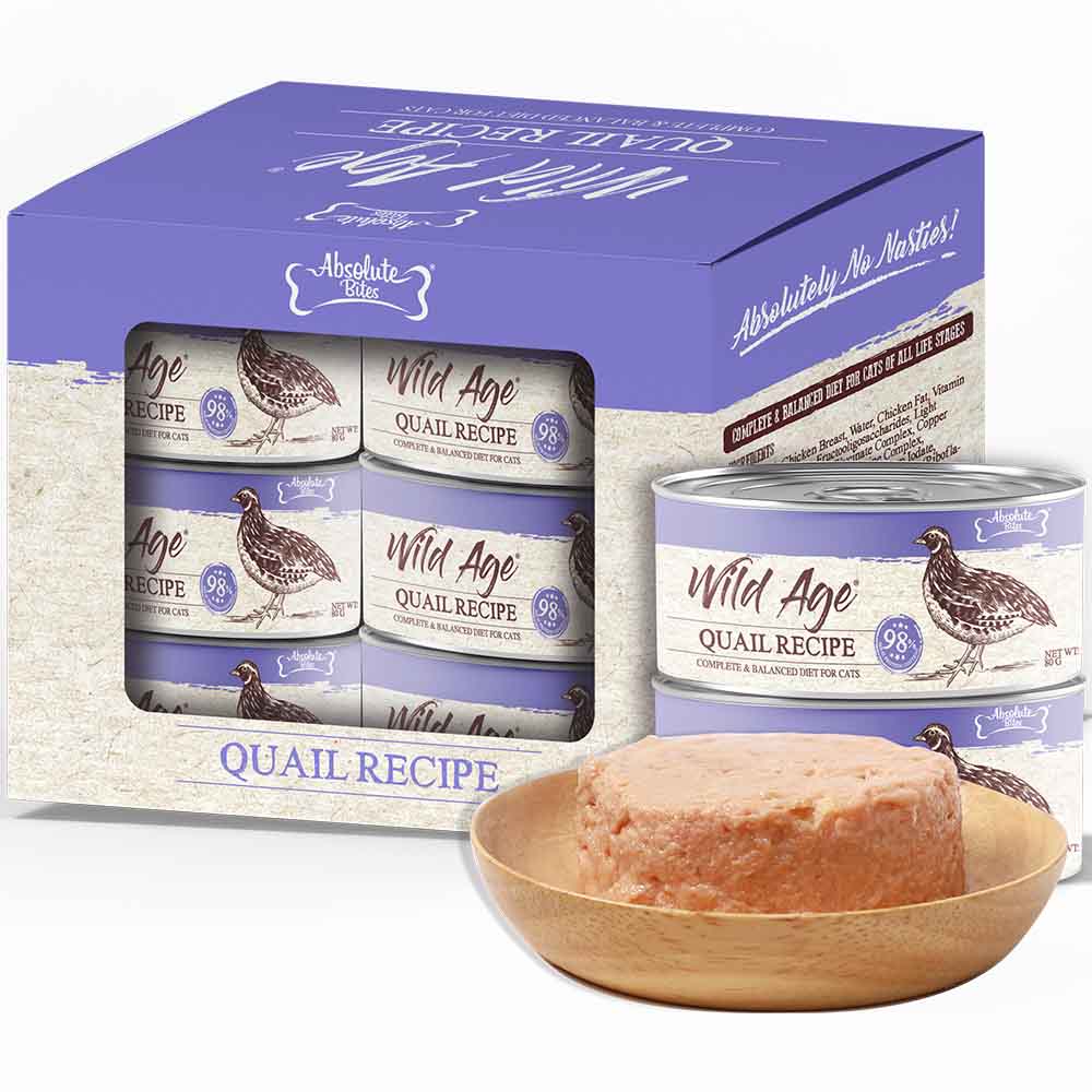 Absolute Bites Wild Age Quail Complete & Balanced Diet Canned Cat Food 80g - Box of 6
