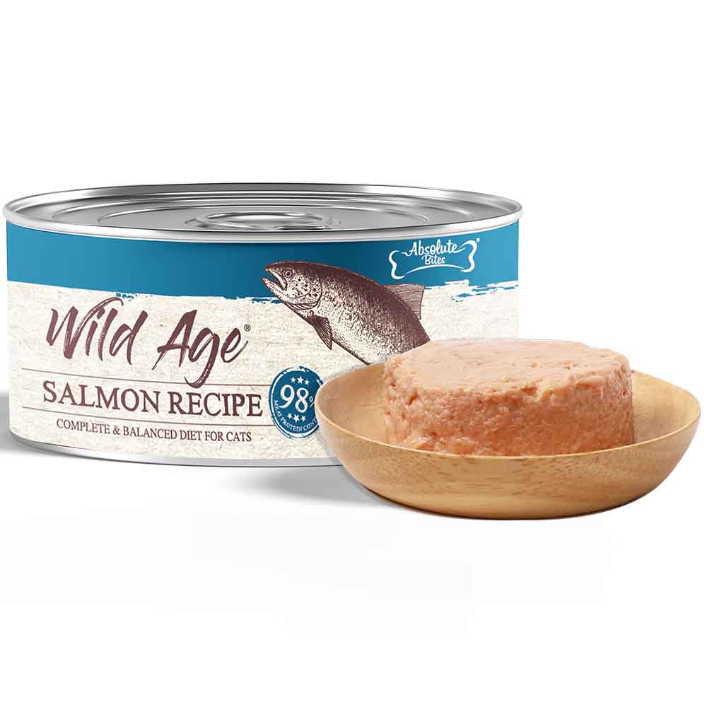 Absolute Bites Wild Age Salmon Complete & Balanced Diet Canned Cat Food 80g - Box of 6