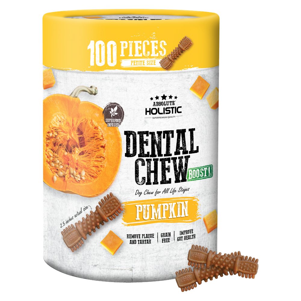 Absolute Holistic Boost Pumpkin Grain-Free Dental Dog Chews Value Tub