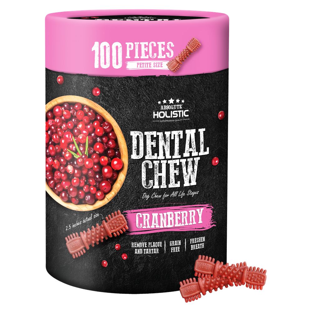 Absolute Holistic Cranberry Grain-Free Dental Dog Chews Value Tub
