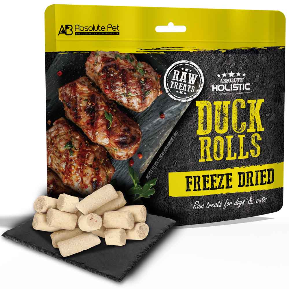 Absolute Holistic Duck Rolls Freeze Dried Raw Treats for Cats & Dogs 60g