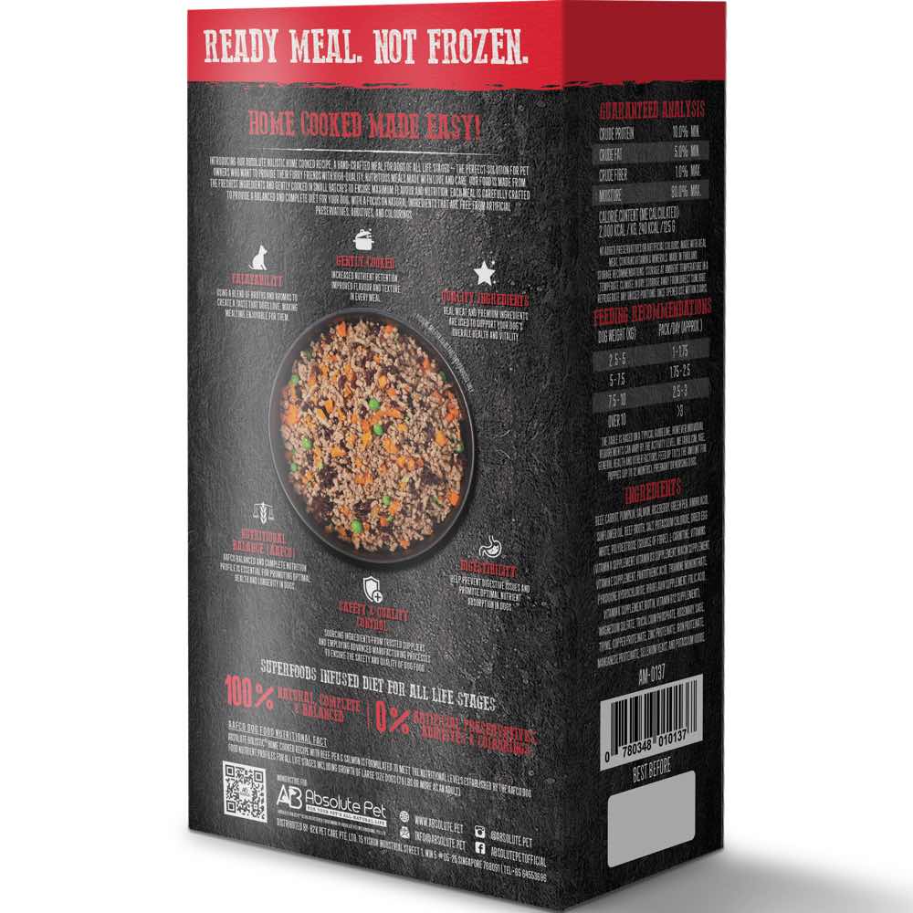 Absolute Cooked Absolute Holistic Home Cooked Recipe Beef, Peas & Salmon Wet Dog Food ...
