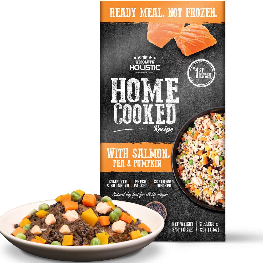Absolute Cooked Absolute Holistic Home Cooked Recipe Salmon, Peas & Pumpkin Wet Dog Fo ...