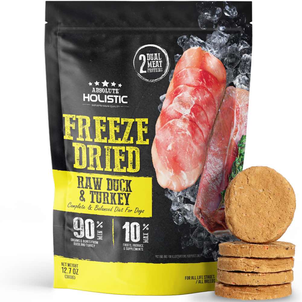 Absolute Holistic Patties Duck & Turkey Grain-Free Freeze-Dried Dog Food 12.7oz