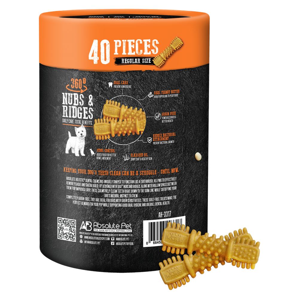 Absolute Holistic Peanut Butter Grain-Free Dental Dog Chews Value Tub