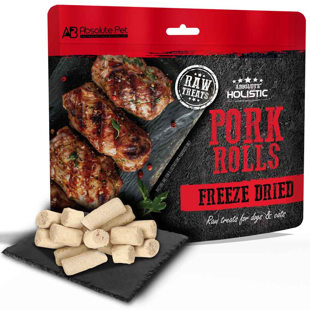 Absolute Holistic Pork Rolls Freeze Dried Raw Treats for Cats & Dogs 60g