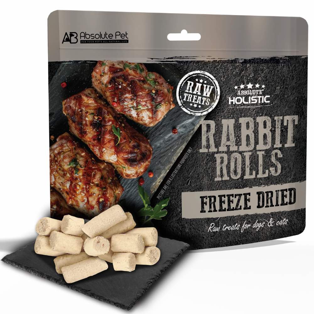 Absolute Holistic Rabbit Rolls Freeze Dried Raw Treats for Cats & Dogs 60g
