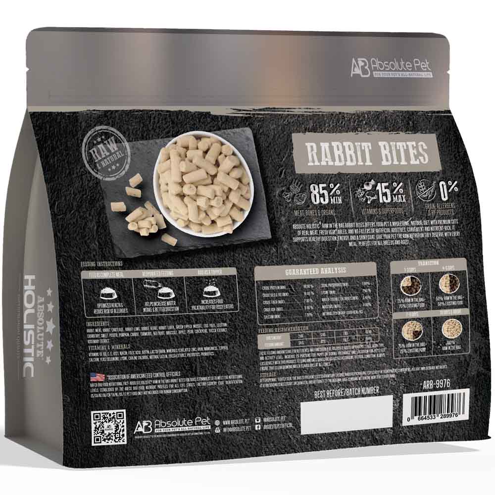 Absolute Holistic Raw in the Bag Rabbit Bites Complete Freeze Dried Dog ...