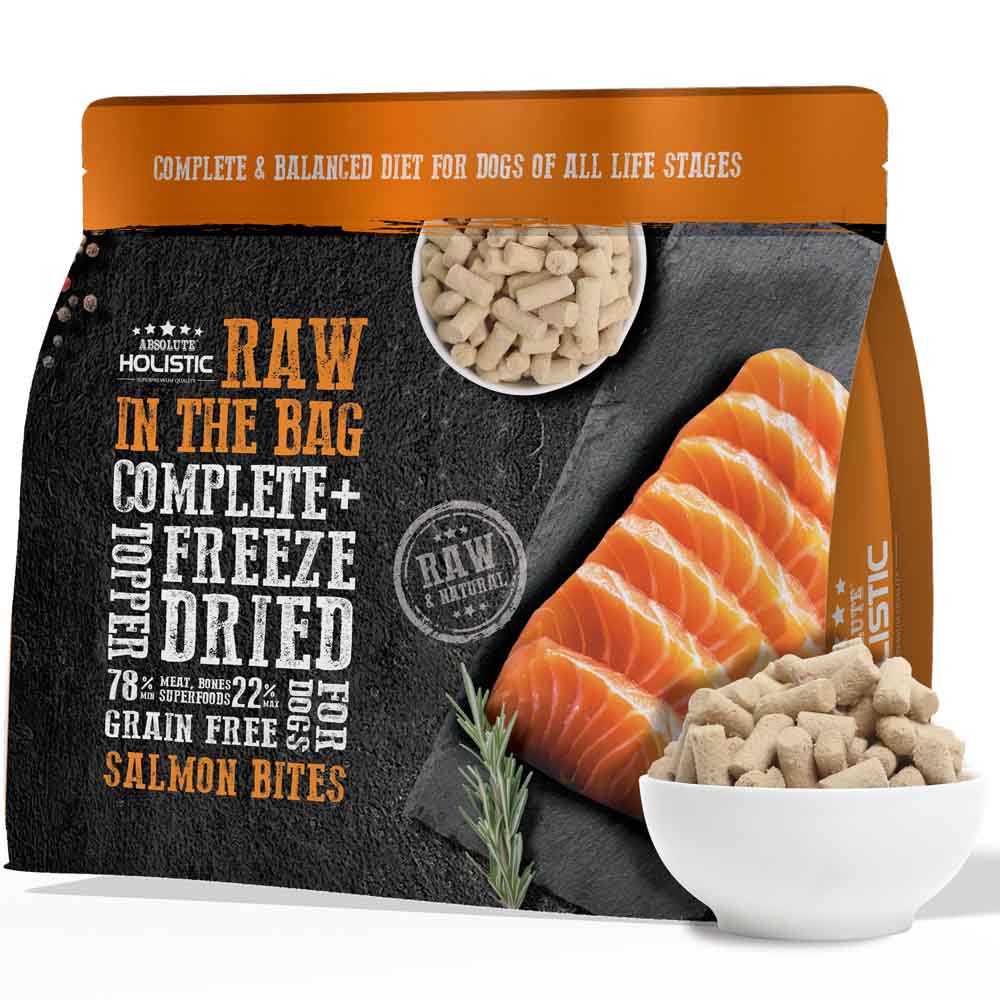 Absolute Holistic Raw in the Bag Salmon Bites Complete Freeze Dried Dog Food 14oz