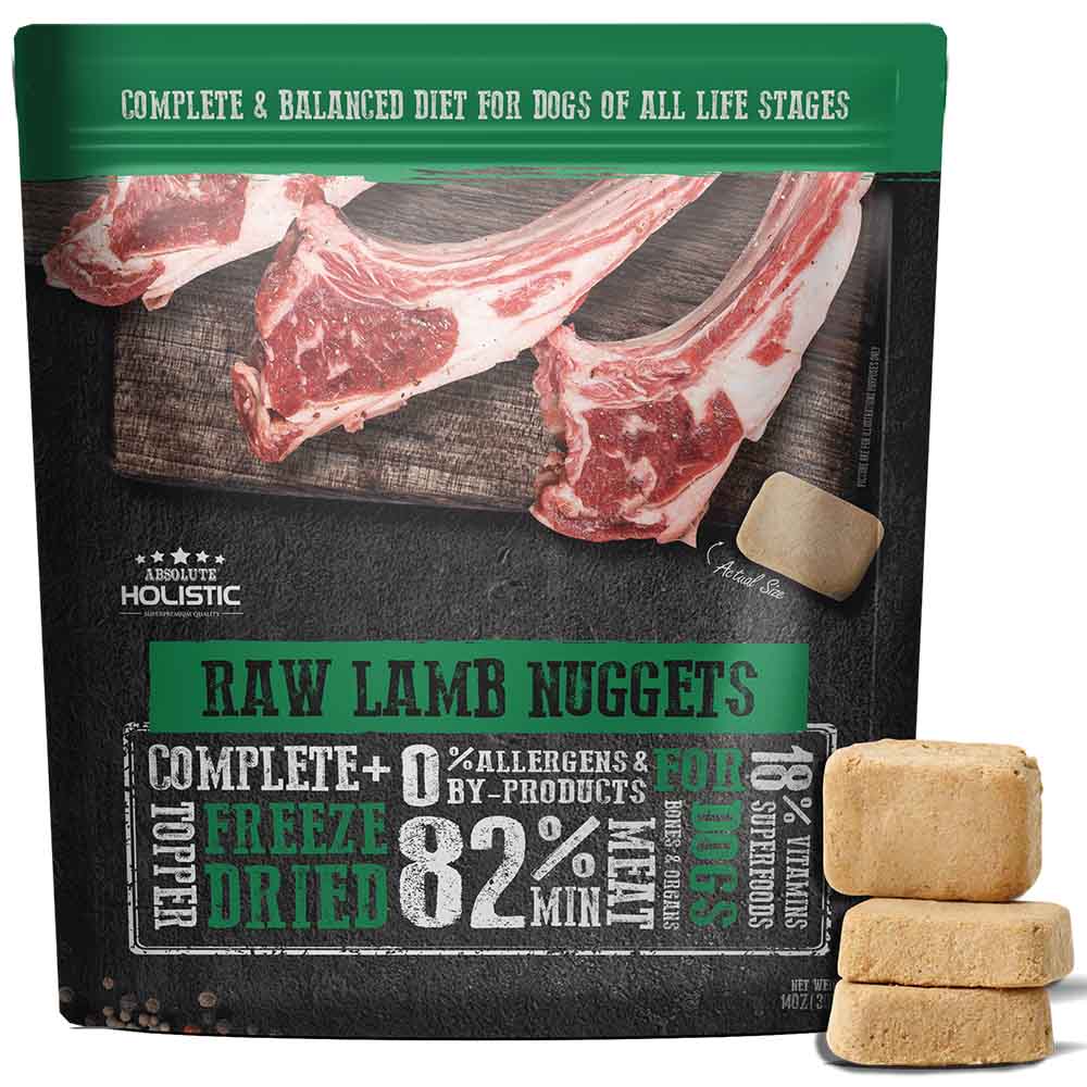 Absolute Holistic Raw Lamb Nuggets Complete Freeze Dried Dog Food 14oz