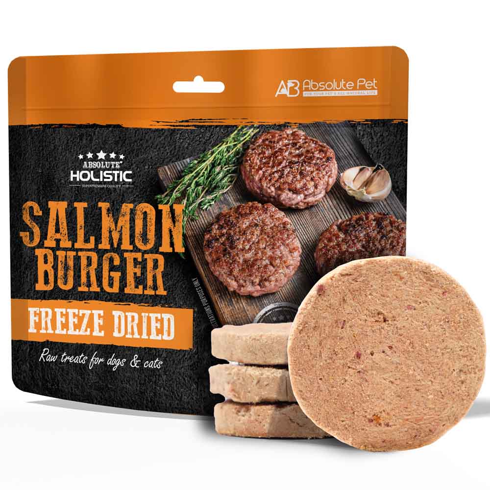 Absolute Holistic Salmon Burger Freeze Dried Raw Treats for Cats & Dogs 80g