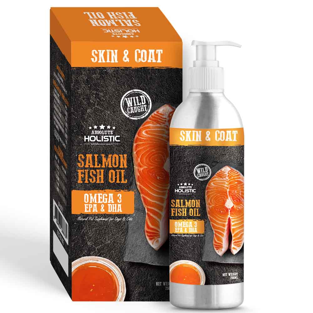 Absolute Holistic Wild Salmon Fish Oil Natural Pet Supplement for Cats & Dogs 250ml - Kohepets