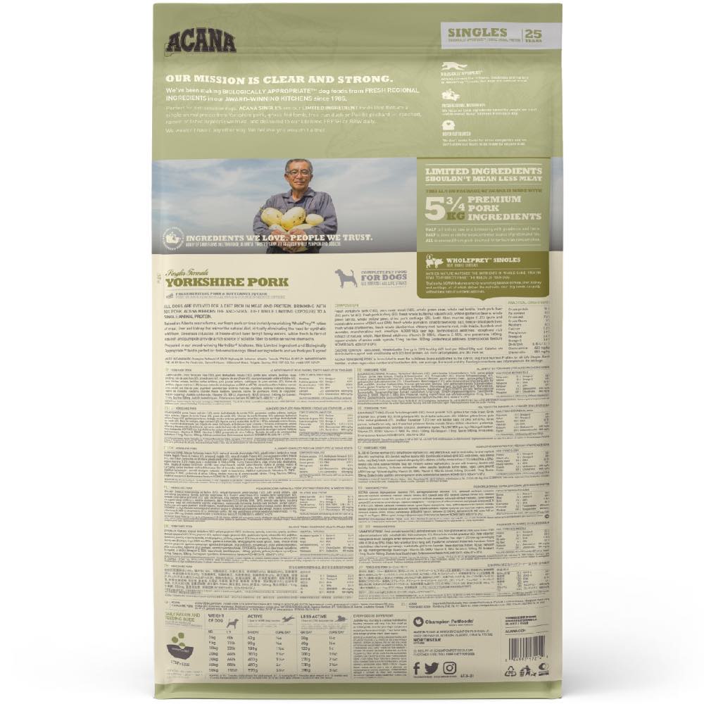ACANA Singles Yorkshire Pork Dry Dog Food - Kohepets