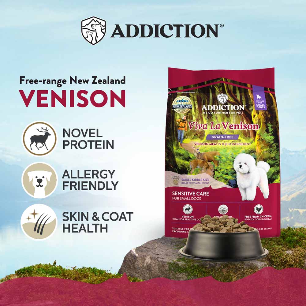15% OFF: Addiction Viva La Venison Grain-Free Small Breed Dry Dog Food 1.5kg