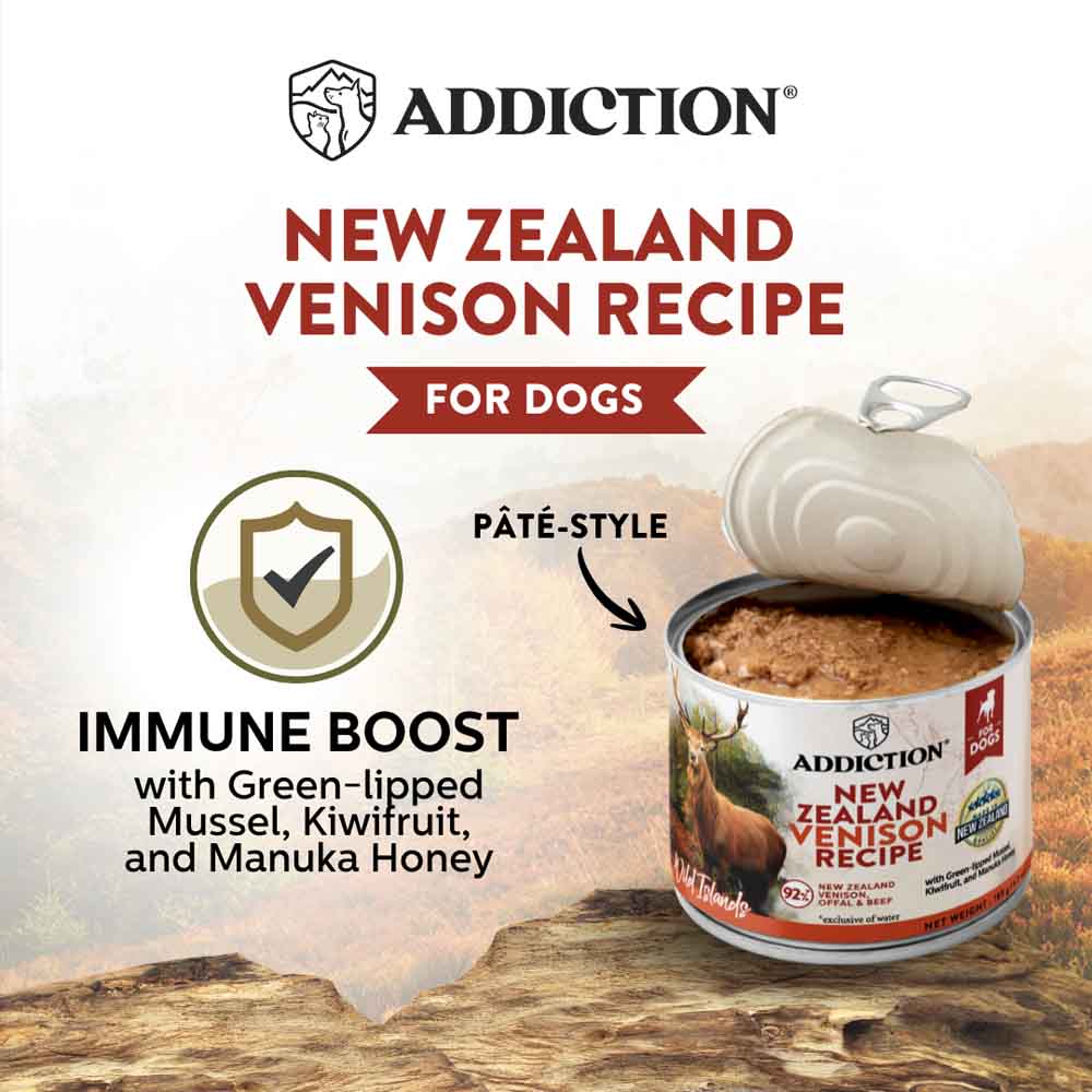 Addiction Wild Islands New Zealand Venison Grain-Free Canned Dog Food 185g