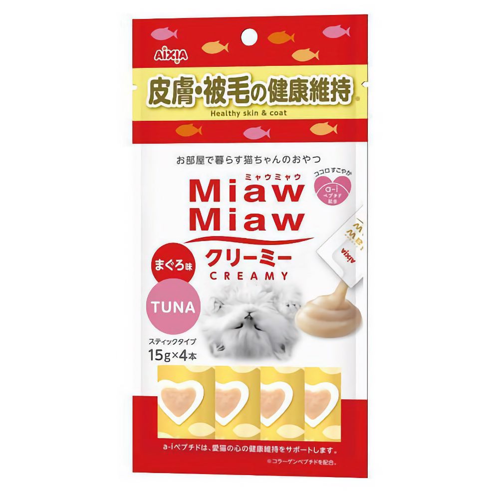 Aixia Miaw Miaw Creamy Tuna Healthy Skin & Coat Cat Treats 60g