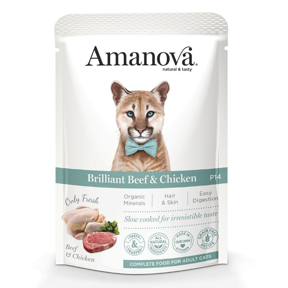 Amanova Beef & Chicken Grain-Free Adult Pouch Cat Food 85g