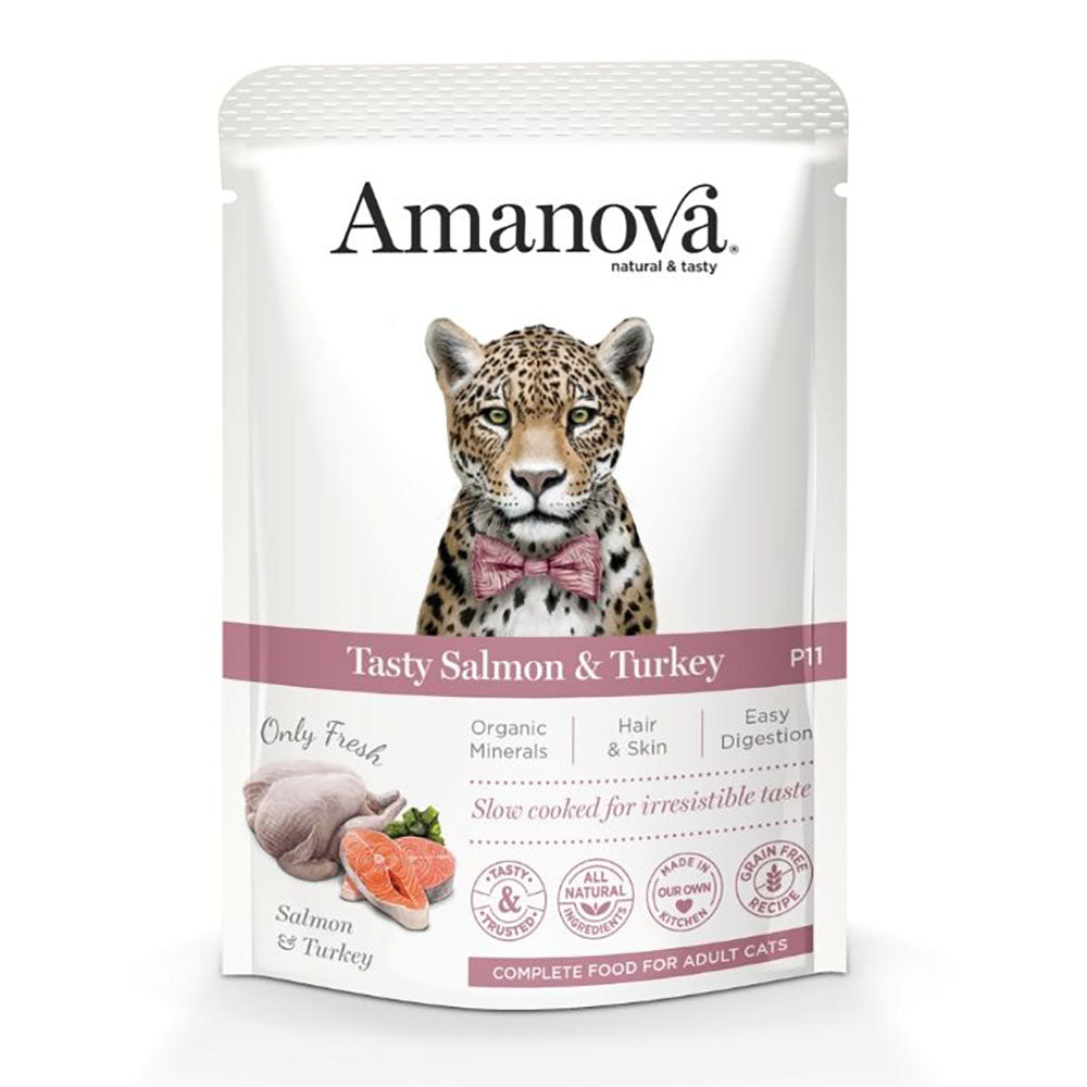 Amanova Salmon & Turkey Grain-Free Adult Pouch Cat Food 85g