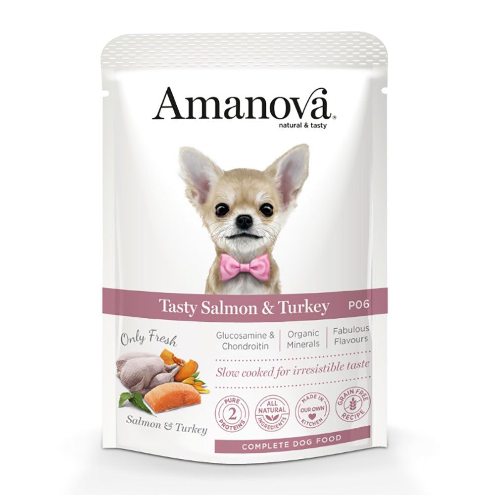 Amanova Salmon & Turkey Grain-Free Adult Pouch Dog Food 100g