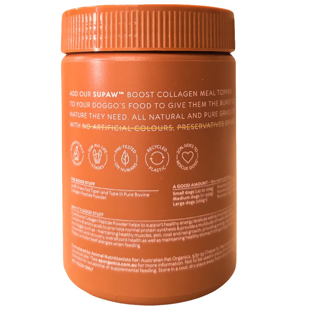 Australian Pet Organics Grass Fed Bovine Collagen Powder Dog Supplement 220g