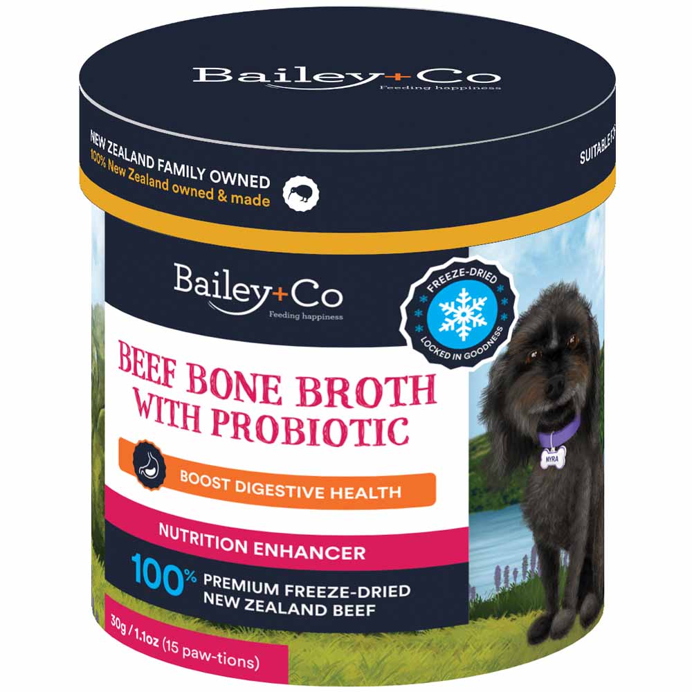 Bailey+Co Probiotic Digestive Health Dissolvable Freeze-Dried Beef Bone Broth For Cats & Dogs